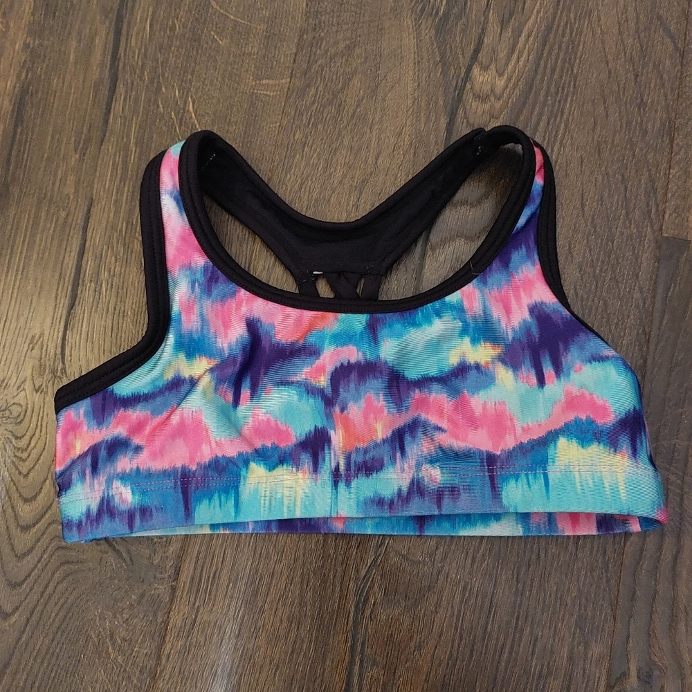 Justice color wave activewear crop top